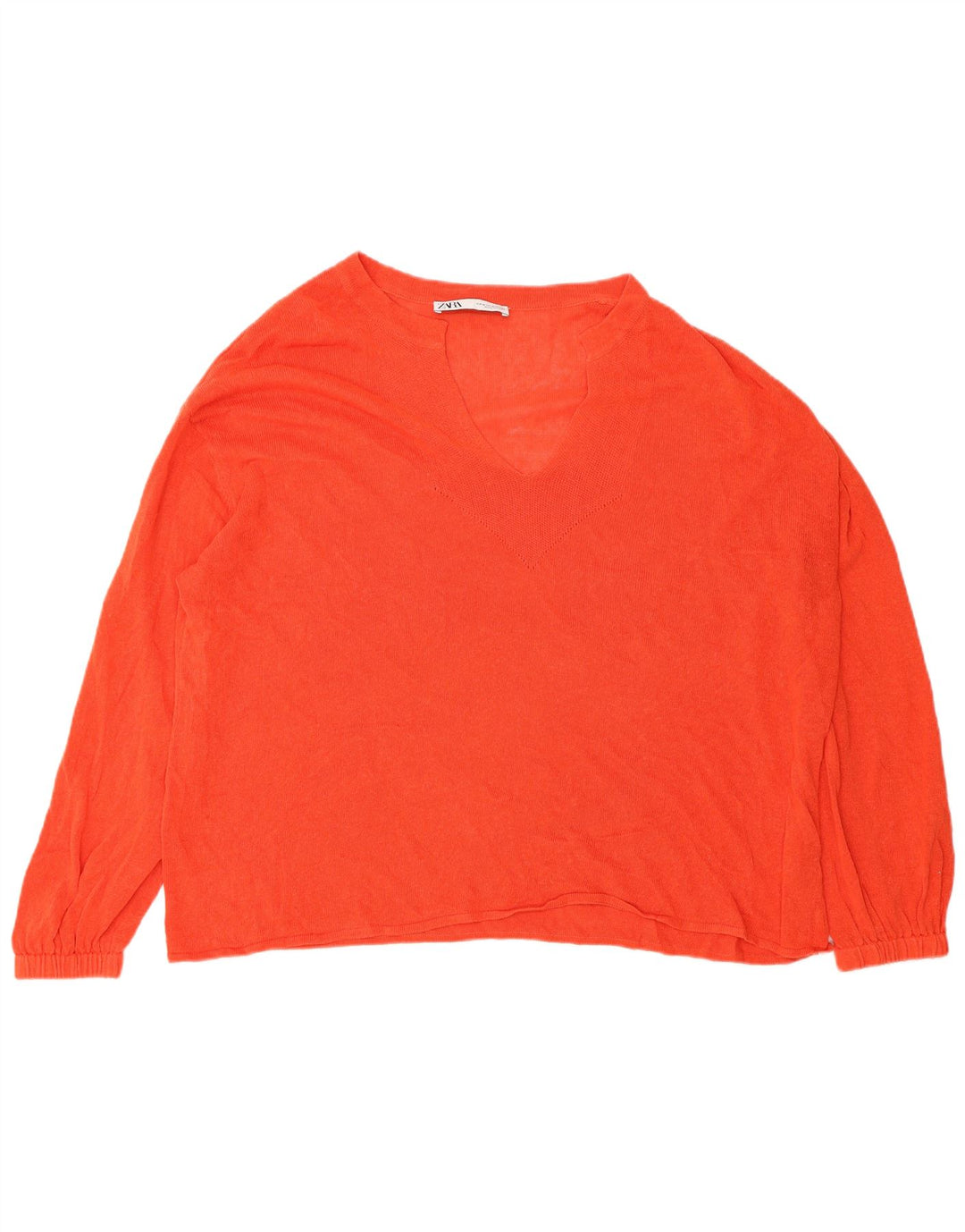 Übergroßer Pullover mit V-Ausschnitt von Zara für Damen, Gr. 14, mittelorange