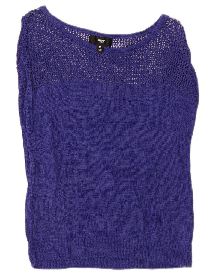 Mossimo Ärmelloses Damen-Blusenoberteil UK 12 Mittelblaues Leinen