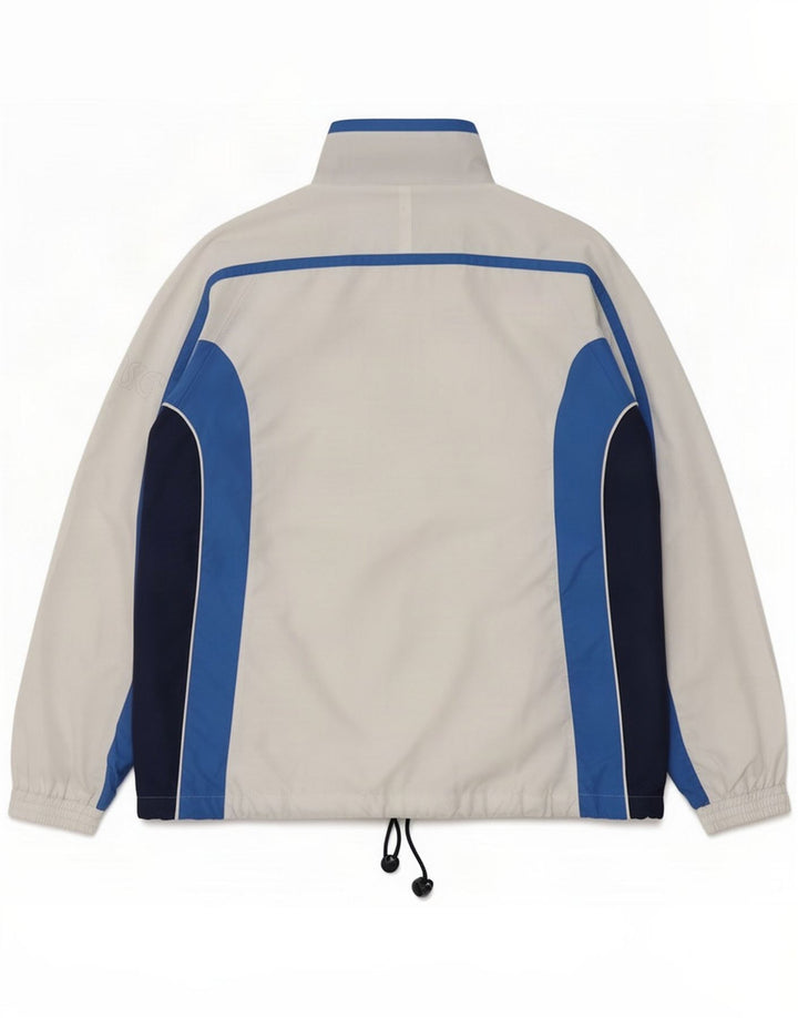 Asics Herren-Trainingsanzug-Topjacke, groß, weißes Farbblock-Polyester