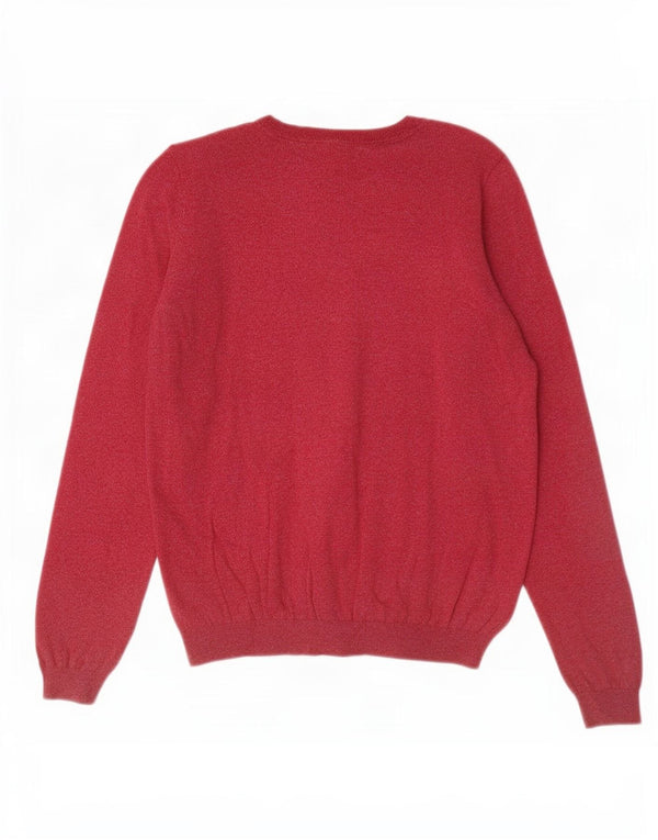 Fat Face Damen Crop Cardigan Pullover UK 14 Medium Burgundy Meliert Baumwolle