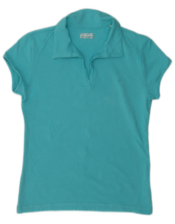 Lotto Damen Poloshirt UK 14 Große blaue Baumwolle