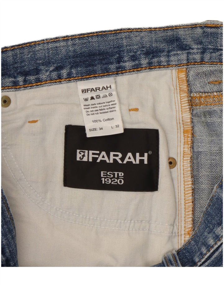 Farah Herren Straight Jeans W34 L29 Blaue Baumwolle