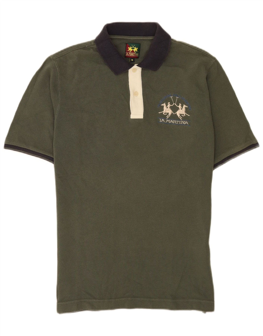 La Martina Herren Rugby-Poloshirt aus mittelgrüner Baumwolle