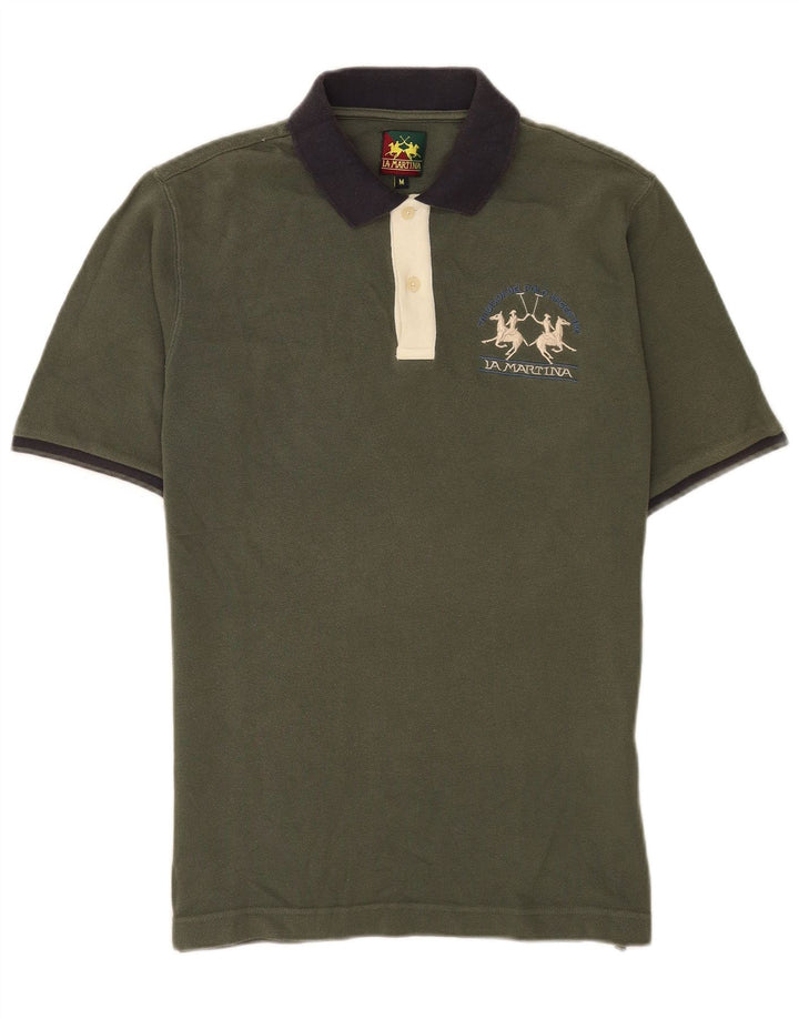 La Martina Herren Rugby-Poloshirt aus mittelgrüner Baumwolle