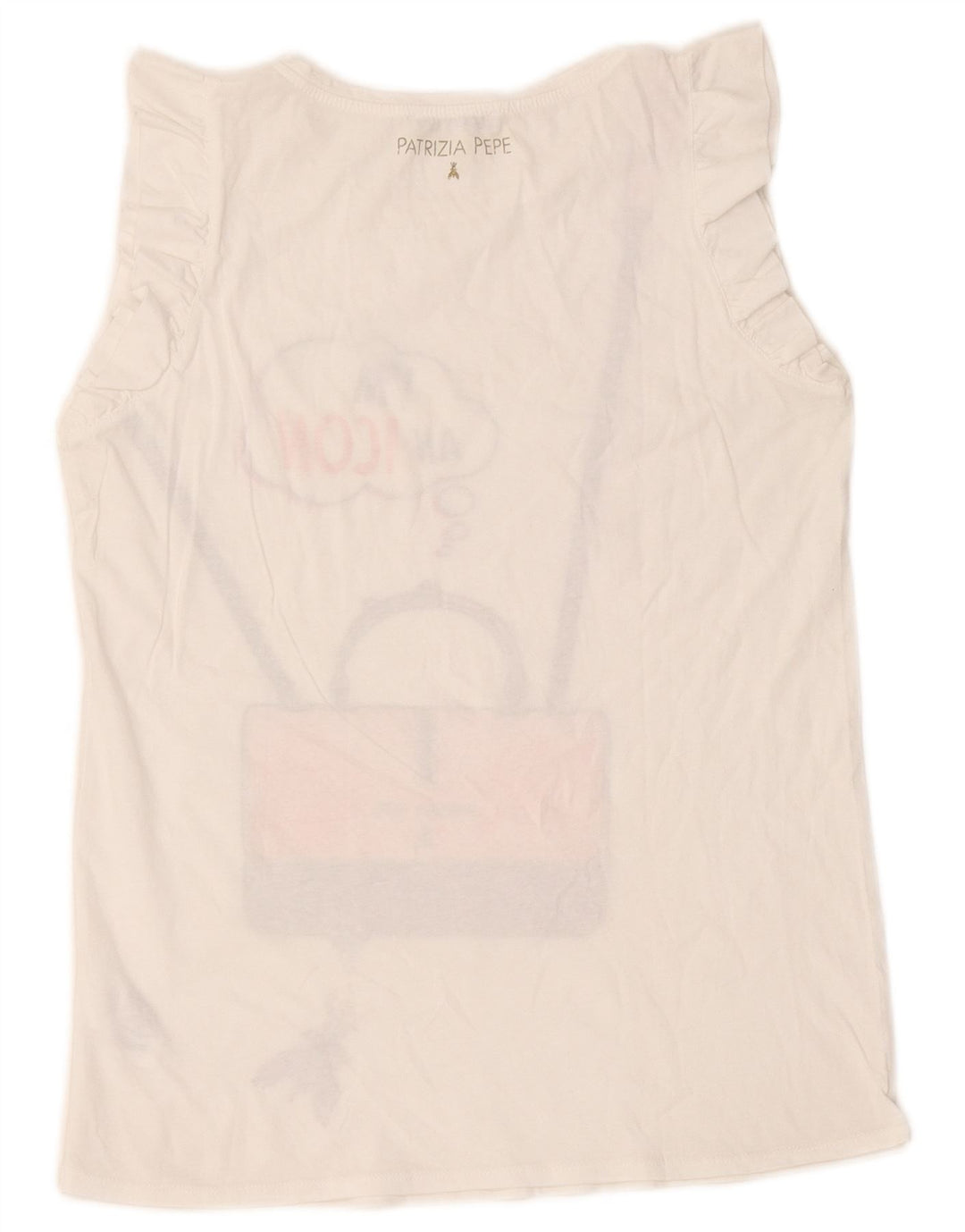 Patrizia Pepe Damen Grafik-Trägershirt, Einheitsgröße, weiße Baumwolle