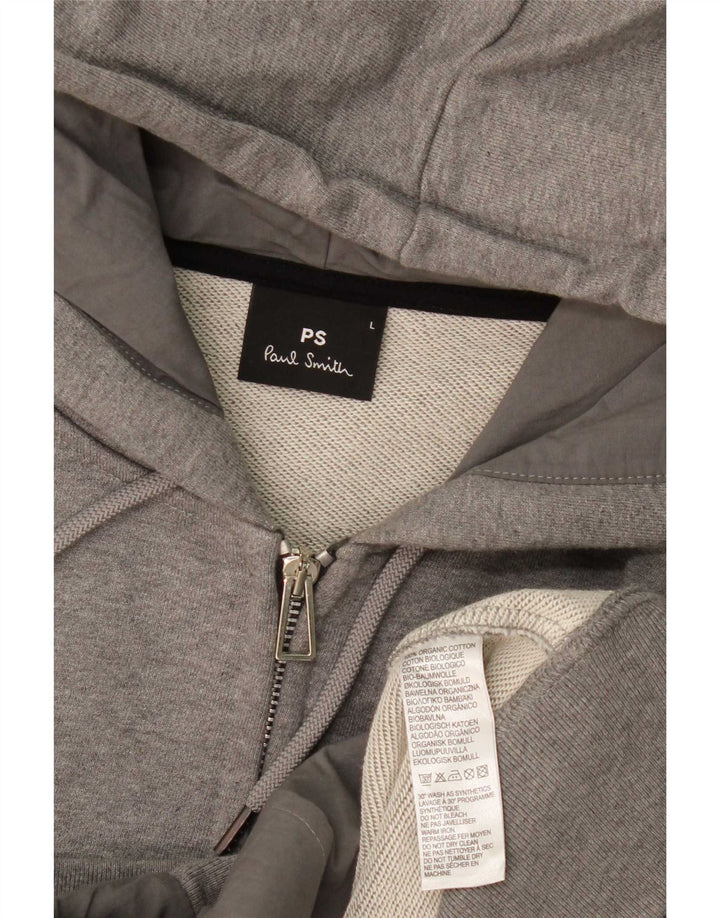 Paul Smith Herren-Kapuzenpullover mit Reißverschluss, groß, graue Baumwolle