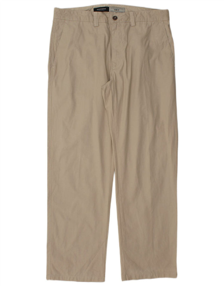 DOCKERS Herren Slim Fit Chinohose W36 L30 Beige Baumwolle