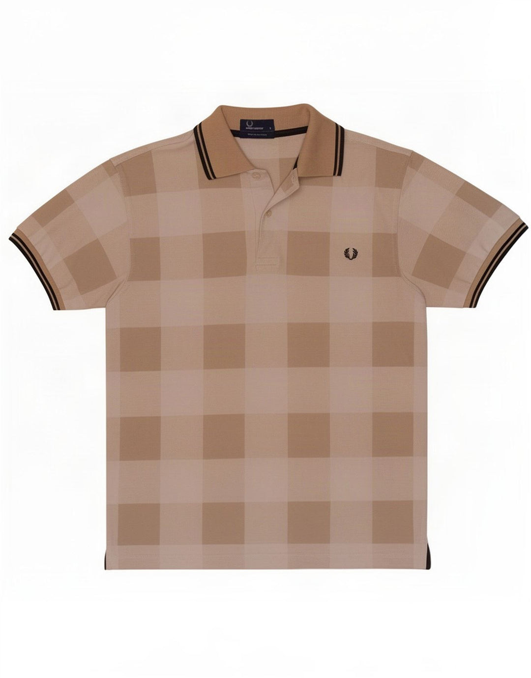 Fred Perry Herren-Poloshirt, klein, beige, geometrische Baumwolle