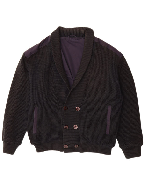 Vintage Herren Doppelreihiger Cardigan Pullover IT 48 Medium Navy Blue