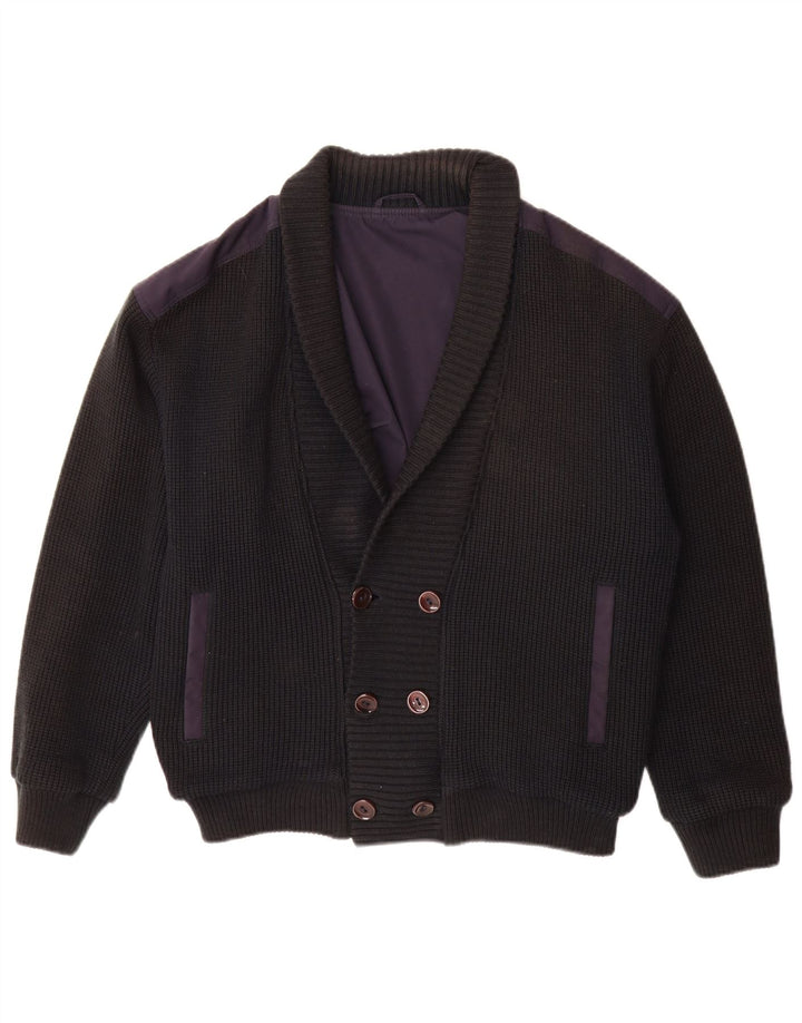 Vintage Herren Doppelreihiger Cardigan Pullover IT 48 Medium Navy Blue