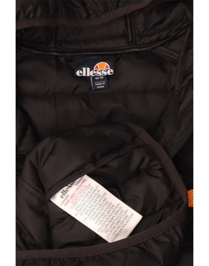 Ellesse Damen-Kapuzen-Übergröße, wattierte Jacke, UK 10, Größe S, Schwarz, Polyester