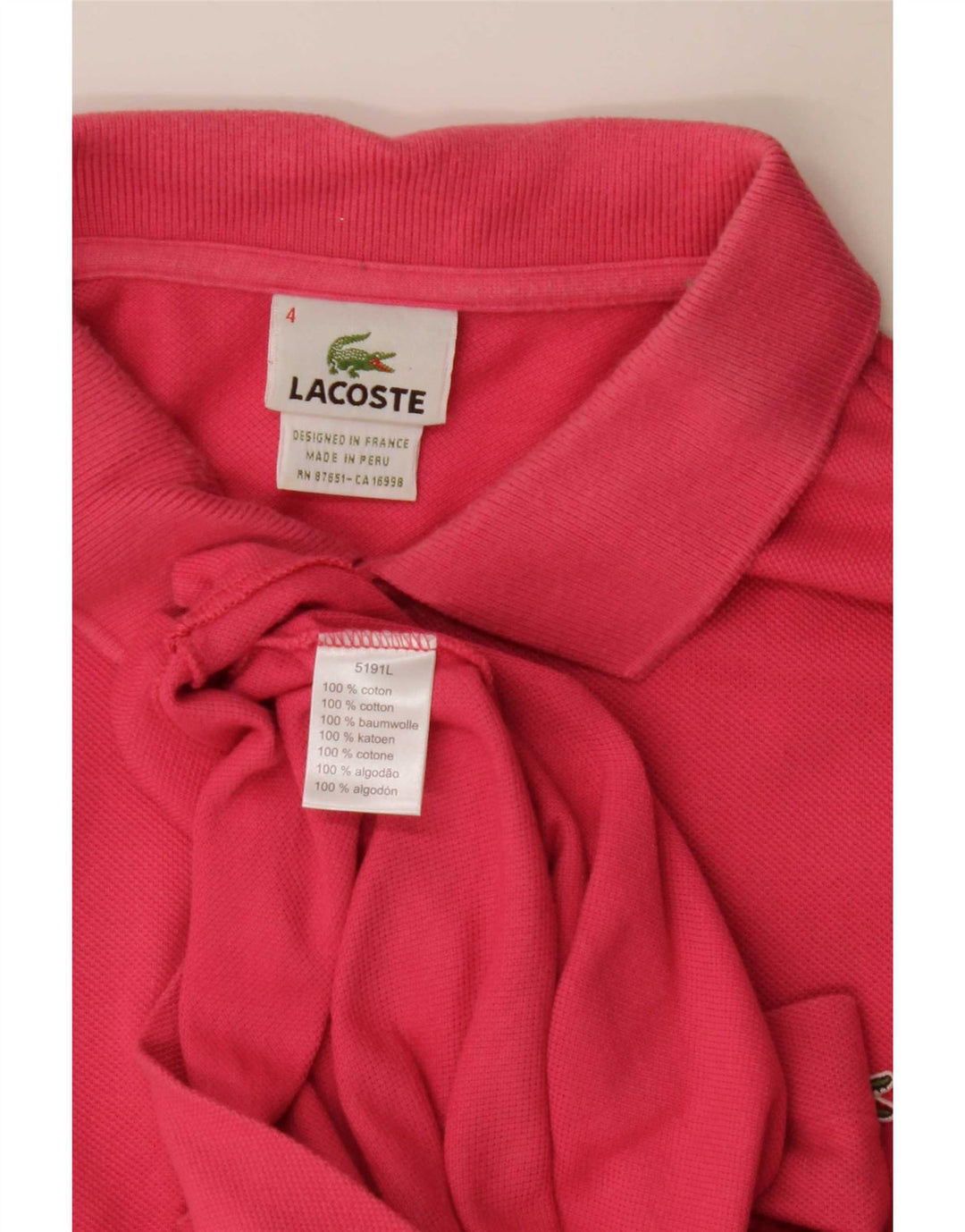 Lacoste Herren-Poloshirt, Größe 4, mittelrosa, Baumwolle