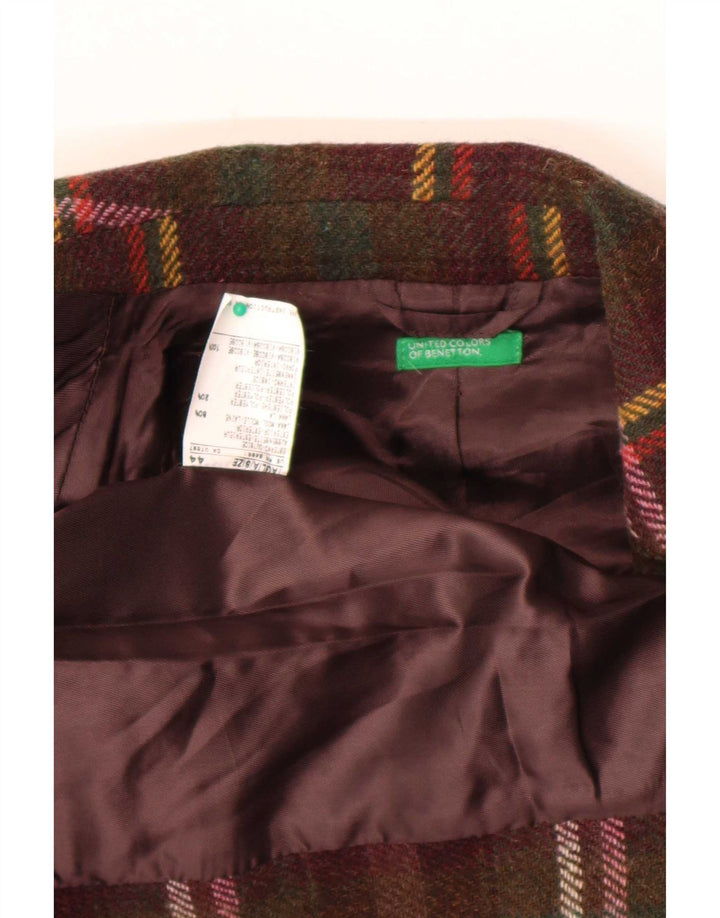 Benetton Damen-Blazer mit 1 Knopf, Größe IT 44, mittelgroß, mehrfarbig kariert