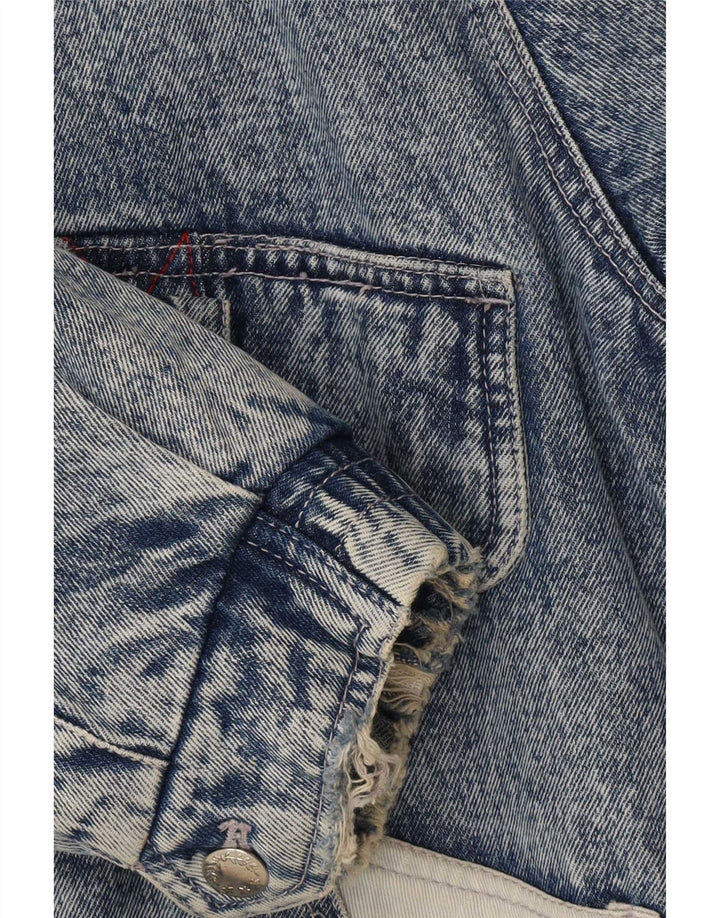 Vintage Herren Sherpa Jeansjacke IT 48/50 Mittelblaue Colourblock-Baumwolle