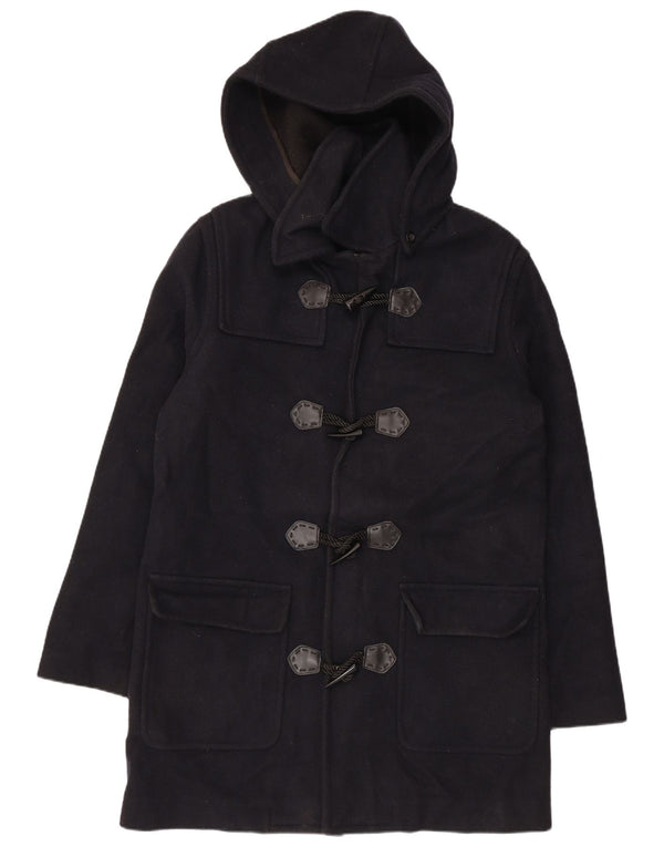 VINTAGE Damen Dufflecoat mit Kapuze UK 18 XL Marineblaue Wolle