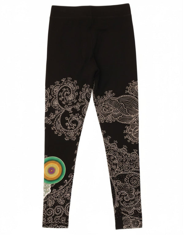 Desigual Damen Grafik-Leggings UK 12 Medium Schwarz Paisley