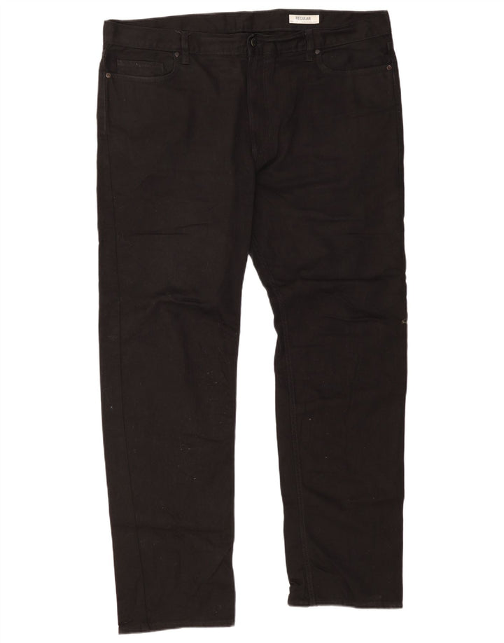 Marks & Spencer Herren-Freizeithose mit normaler Passform, W42, L33, schwarze Baumwolle