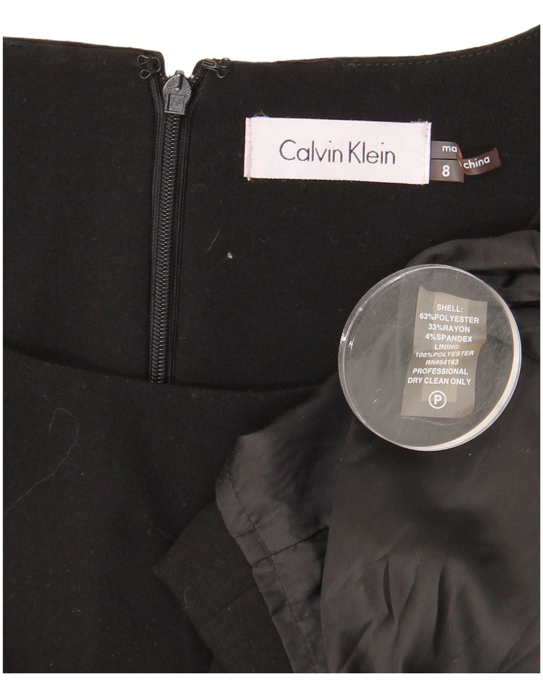 CALVIN KLEIN Damen Ärmelloses Etuikleid US 8 Medium Schwarz Polyester