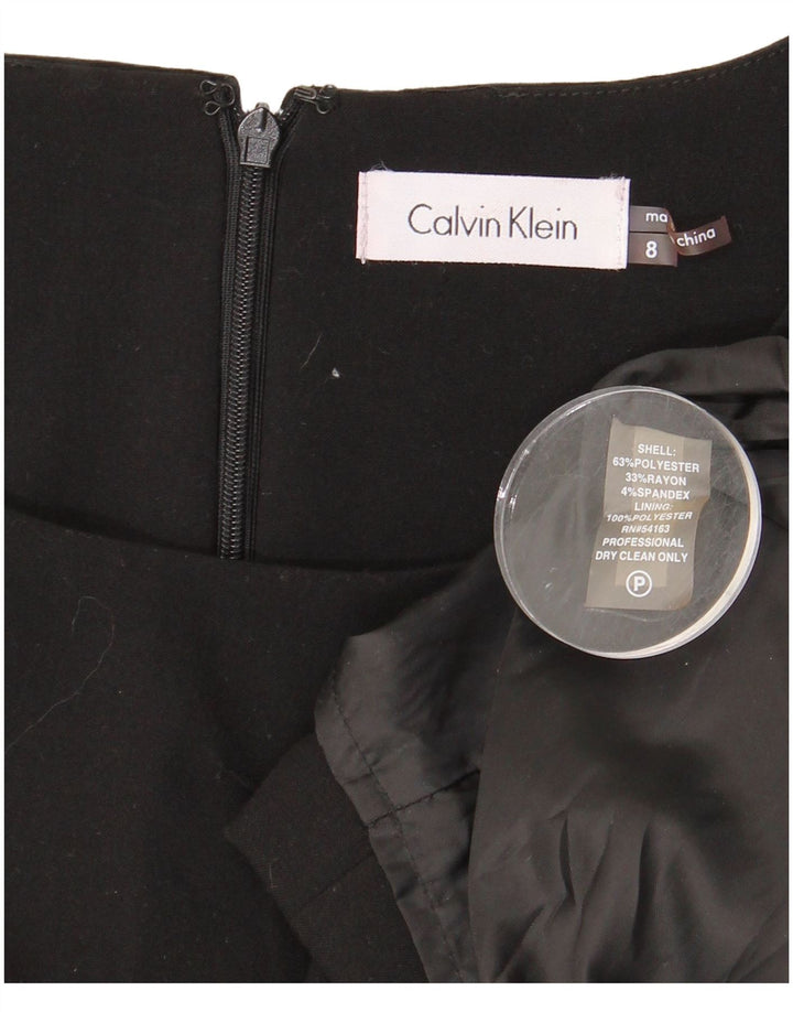 CALVIN KLEIN Damen Ärmelloses Etuikleid US 8 Medium Schwarz Polyester