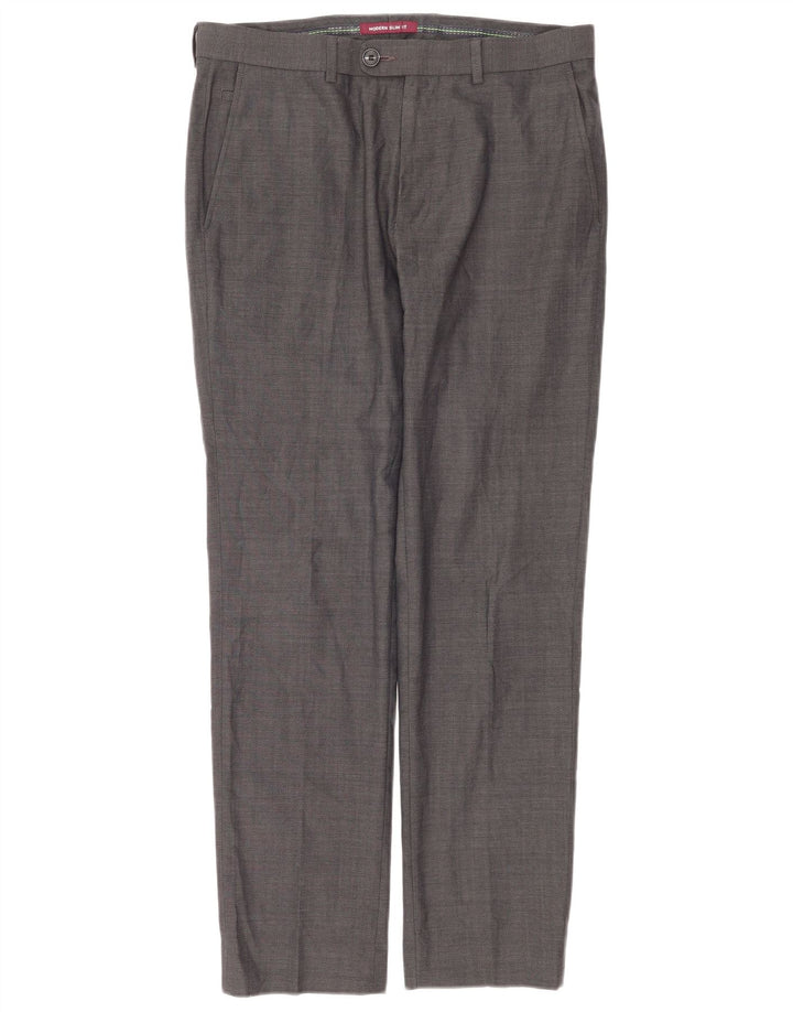 Marks & Spencer Herren-Anzughose in moderner Slim-Passform, W32, L31, graue Wolle
