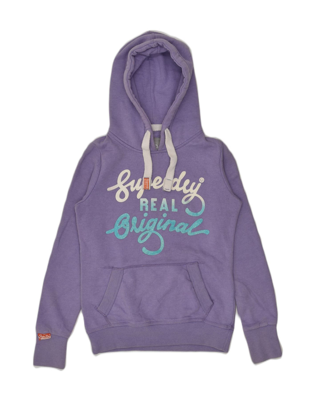 SUPERDRY Womens Graphic Hoodie Jumper UK 10 Small Purple Cotton | Vintage Superdry | Thrift | Second-Hand Superdry | Used Clothing | Messina Hembry 