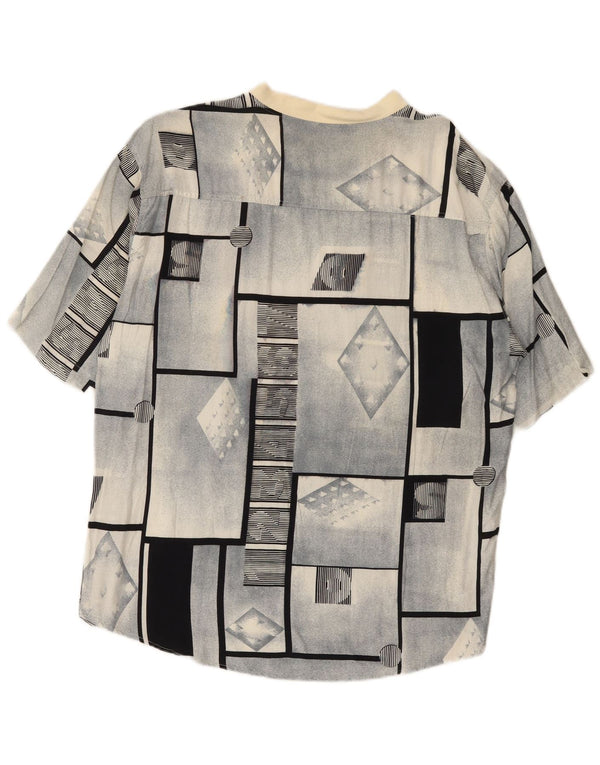Vintage Herren Kurzarm-Pullover-Shirt, groß, grau, geometrisch