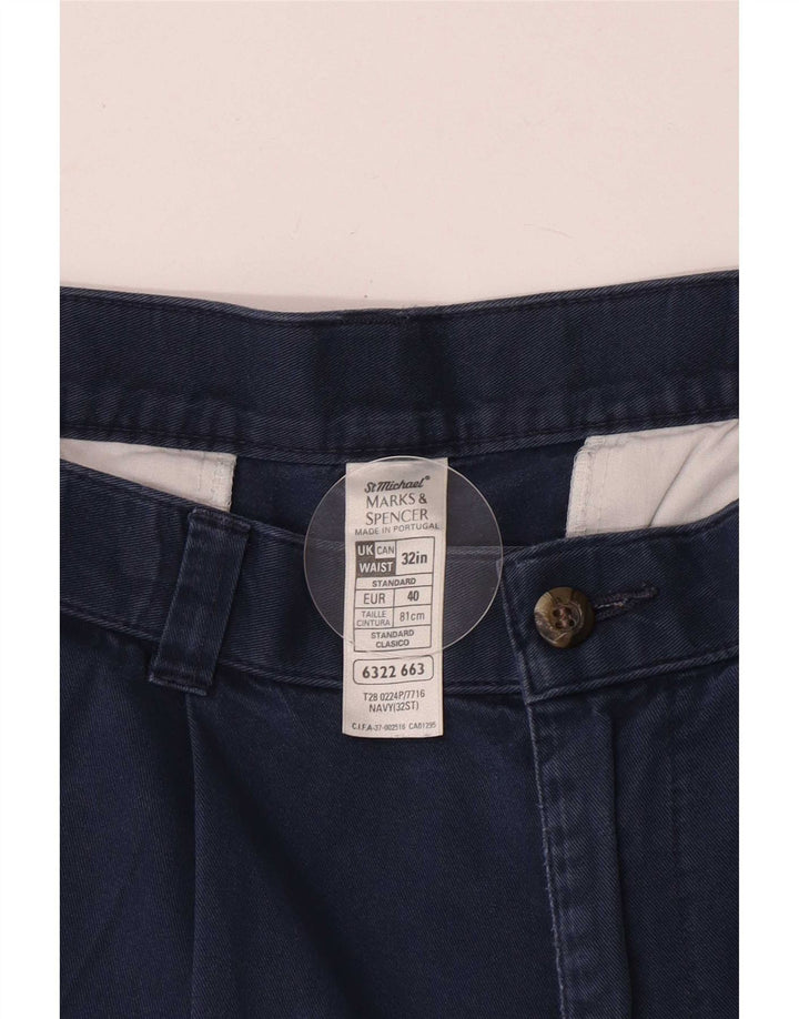 Marks & Spencer Herren Pegged Chino Shorts W32 Medium Navy Blue Cotton