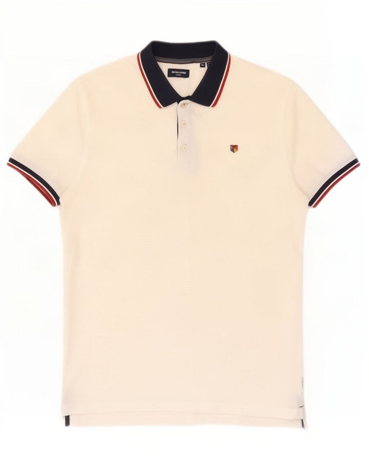 Jack & Jones Herren-Poloshirt, Mittelweiß, Farbblock