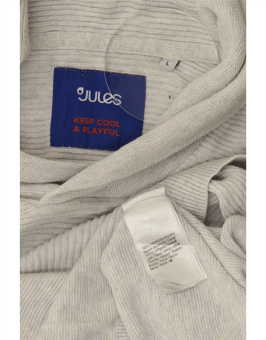 Jules Herren-Pullover mit Schalkragen, groß, aus grauer Baumwolle
