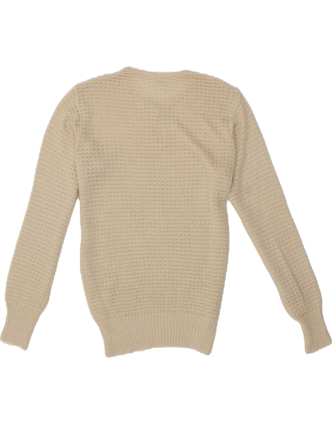 VINTAGE Womens Crew Neck Jumper Sweater UK 12 Medium Beige Vintage Vintage and Second-Hand Vintage from Messina Hembry 