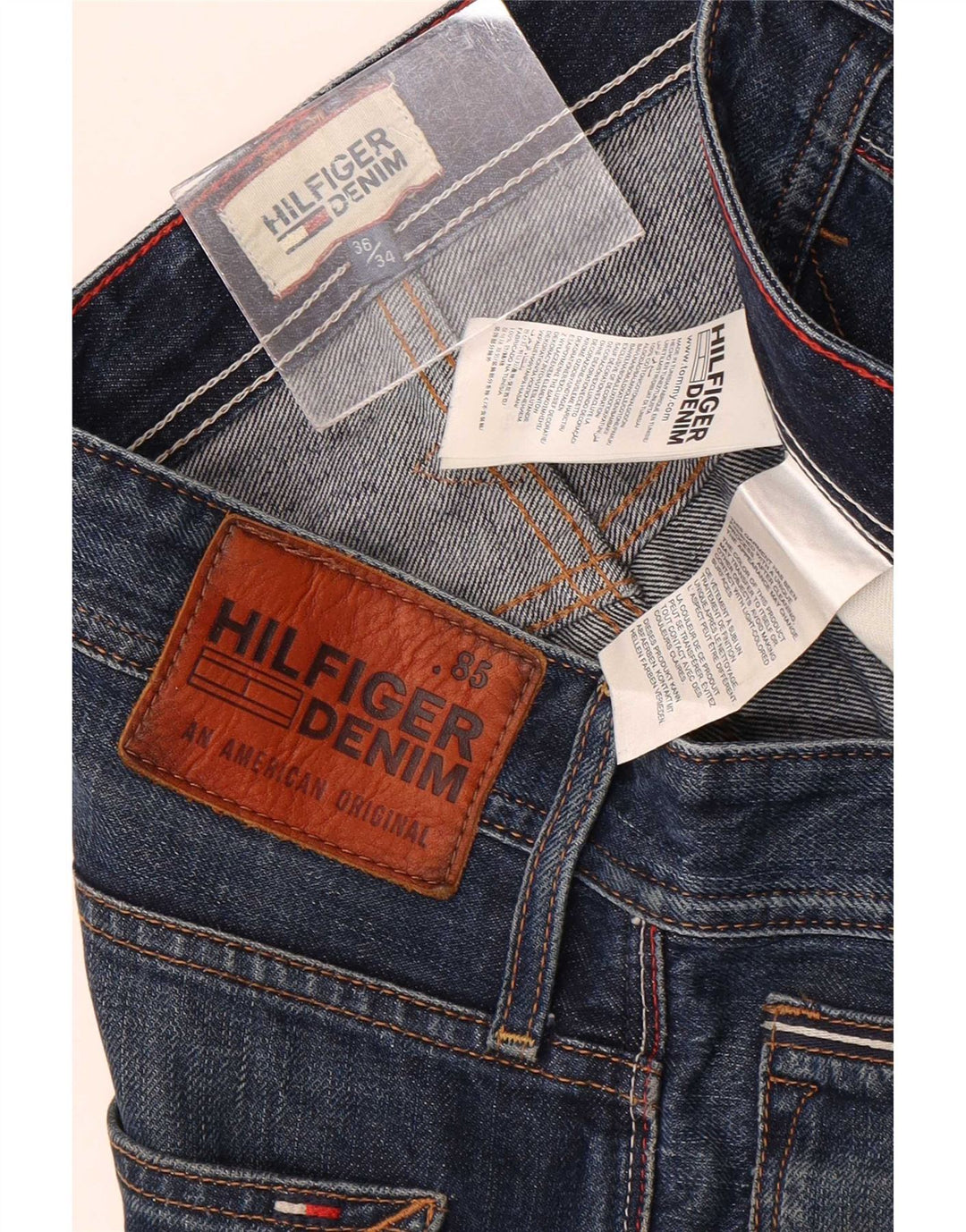 Tommy Hilfiger Herren Straight Jeans W36 L30 Blaue Baumwolle