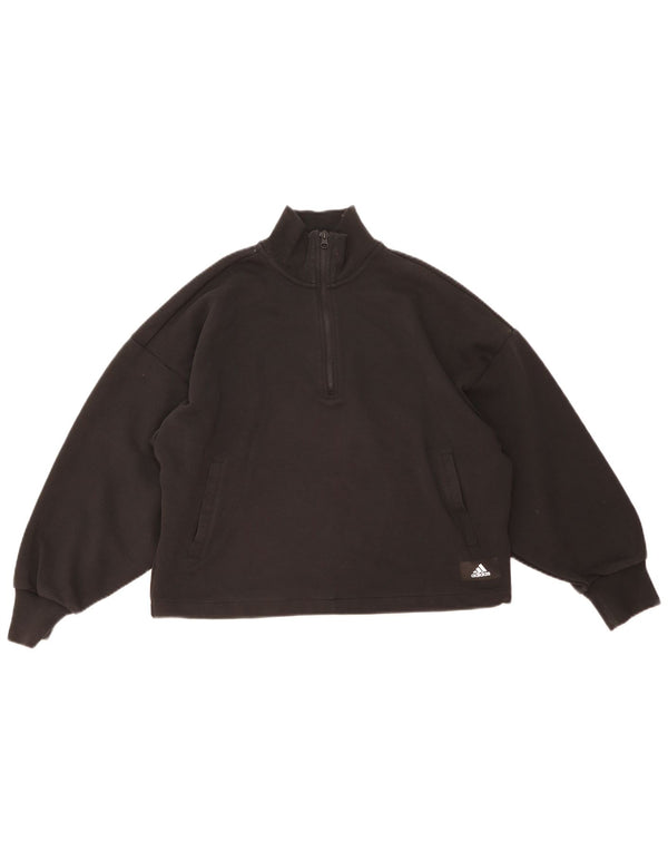 Adidas Damen Übergroßer Grafik-Sweatshirt-Pullover UK 12/14 Medium Schwarz
