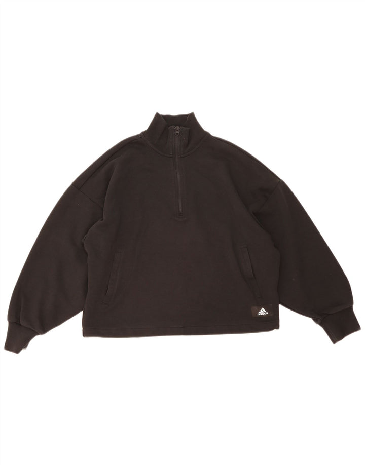 Adidas Damen Übergroßer Grafik-Sweatshirt-Pullover UK 12/14 Medium Schwarz