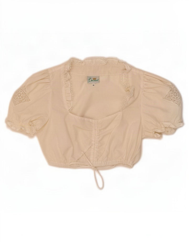 STOIBER Damen Trachten Crop Top EU 36 Small Weiß Polyester