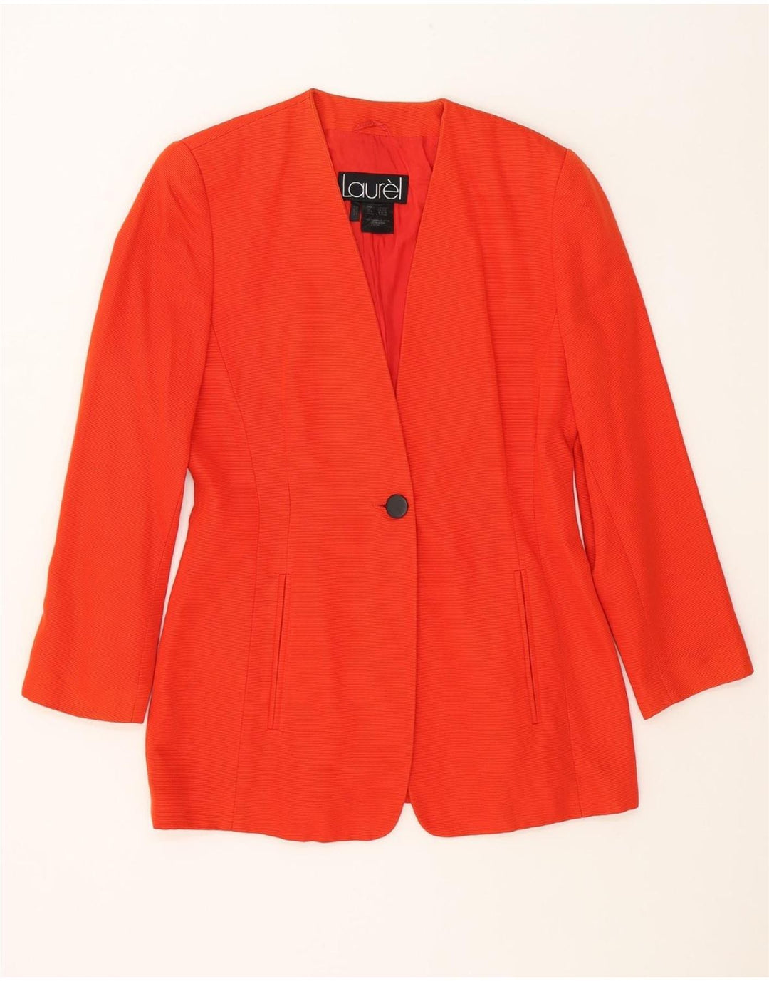 LAUREL Womens 1 Button Blazer Jacket UK 14 Medium Red Pinstripe Cotton Vintage Laurel and Second-Hand Laurel from Messina Hembry 