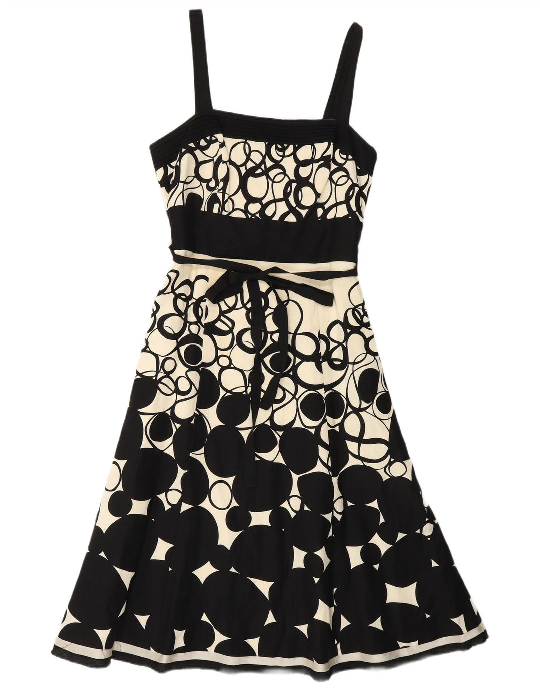 MONSOON Ärmelloses A-Linien-Kleid für Damen, Gr. 40, Größe S, Schwarz, geometrisches Leinen