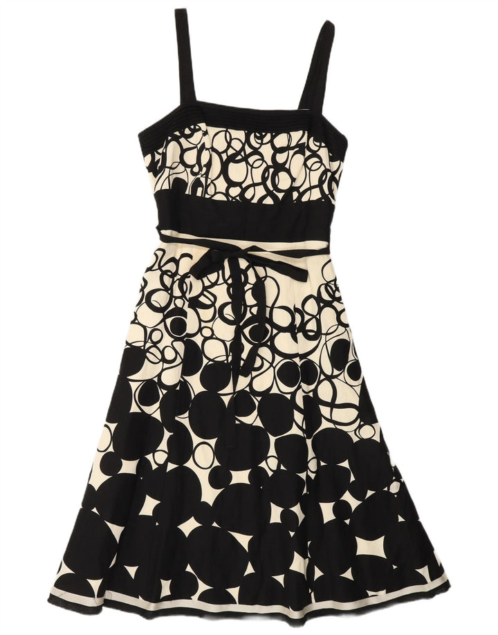 MONSOON Ärmelloses A-Linien-Kleid für Damen, Gr. 40, Größe S, Schwarz, geometrisches Leinen