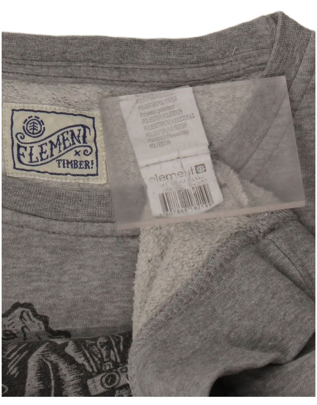 ELEMENT Herren-Sweatshirt mit Grafik, groß, graue Baumwolle