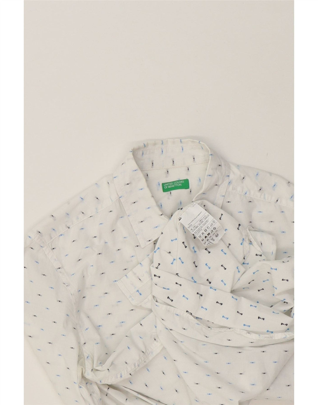BENETTON Mens Shirt Small White Spotted Cotton Vintage Benetton and Second-Hand Benetton from Messina Hembry 