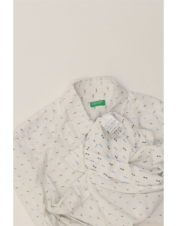 BENETTON Mens Shirt Small White Spotted Cotton Vintage Benetton and Second-Hand Benetton from Messina Hembry 
