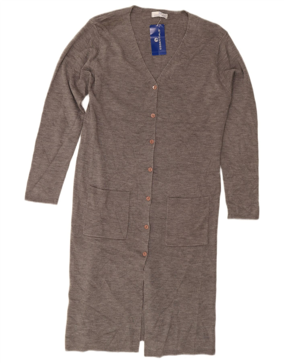 Essentials Longline-Cardigan für Damen, UK 14/16, Größe L, Grau, Acryl