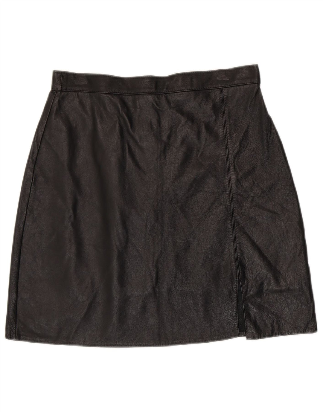 VINTAGE Damen Mini-Lederrock W28 Mittelschwarz