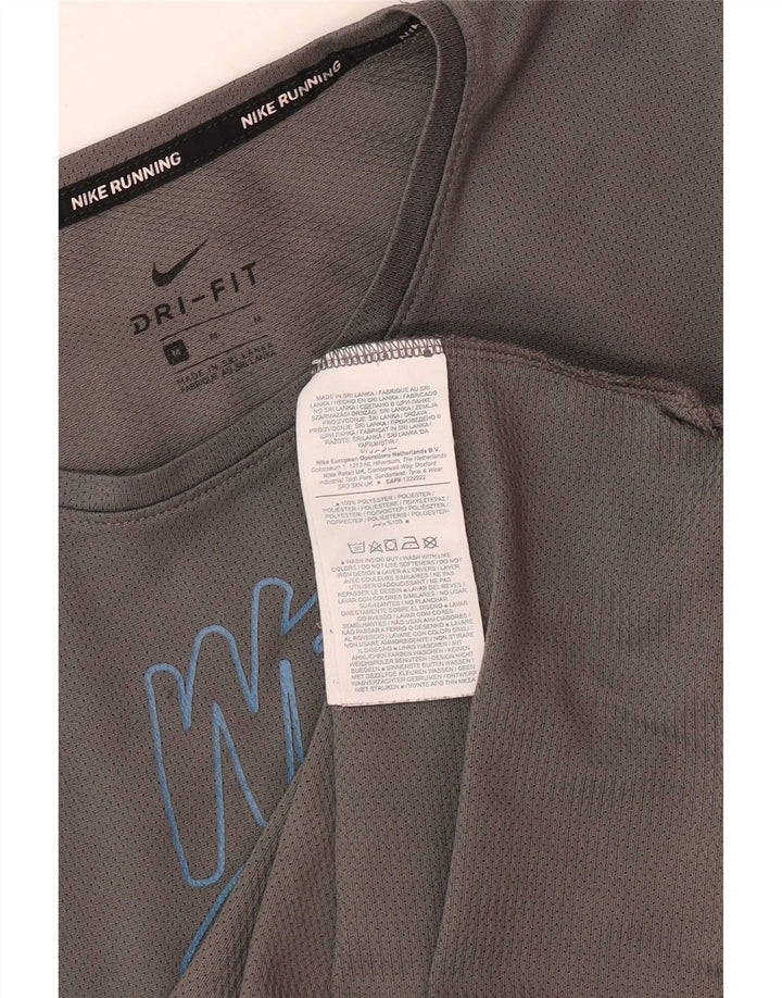 Nike Herren Dri Fit Grafik-T-Shirt-Oberteil aus mittelgrauem Polyester