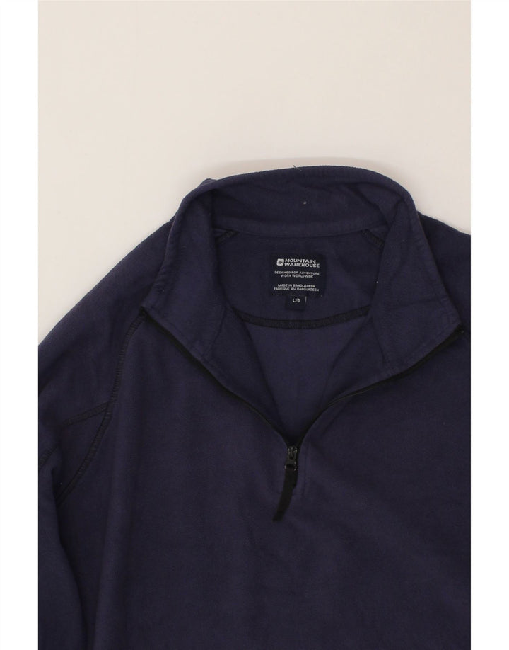 MOUNTAIN WAREHOUSE Mens Zip Neck Fleece Jumper Large Navy Blue Polyester Vintage Mountain Warehouse and Second-Hand Mountain Warehouse from Messina Hembry 
