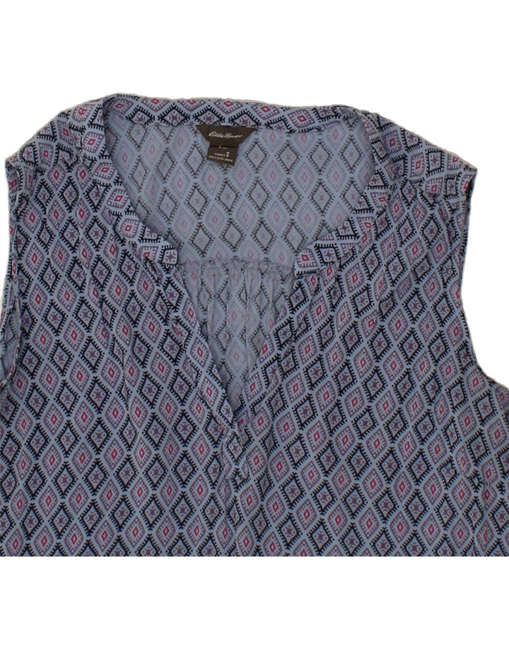 EDDIE BAUER Womens Sleeveless Blouse Top UK 10 Small Blue Argyle/Diamond Vintage Eddie Bauer and Second-Hand Eddie Bauer from Messina Hembry 