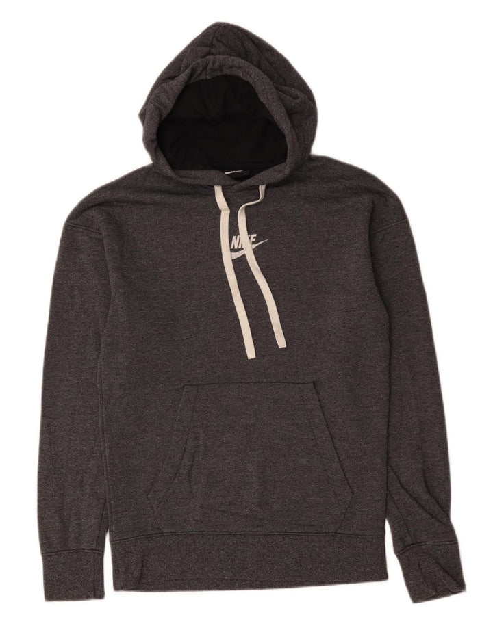 NIKE Damen Kapuzenpullover UK 12 Mittelgraue Baumwolle