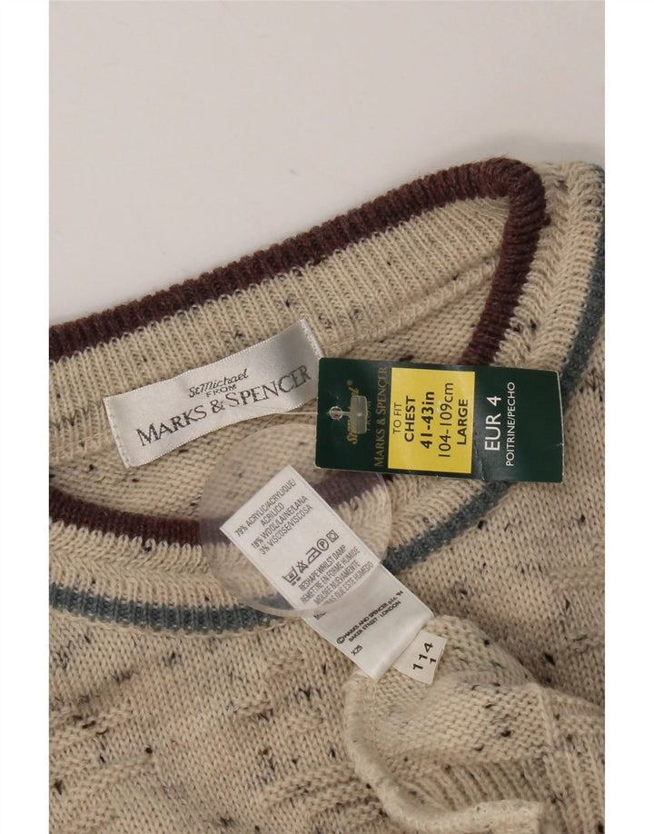 Marks & Spencer Herren-Pullover mit Rundhalsausschnitt, Gr. 41/43, Größe L, Beige