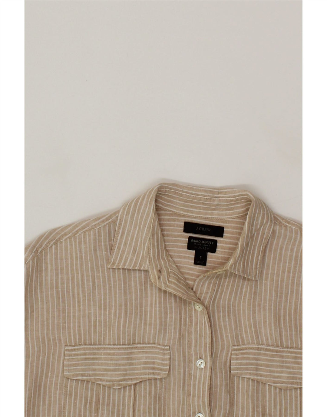 J. CREW Womens Short Sleeve Pullover Shirt US 2 XS Beige Striped Cotton Vintage J. Crew and Second-Hand J. Crew from Messina Hembry 