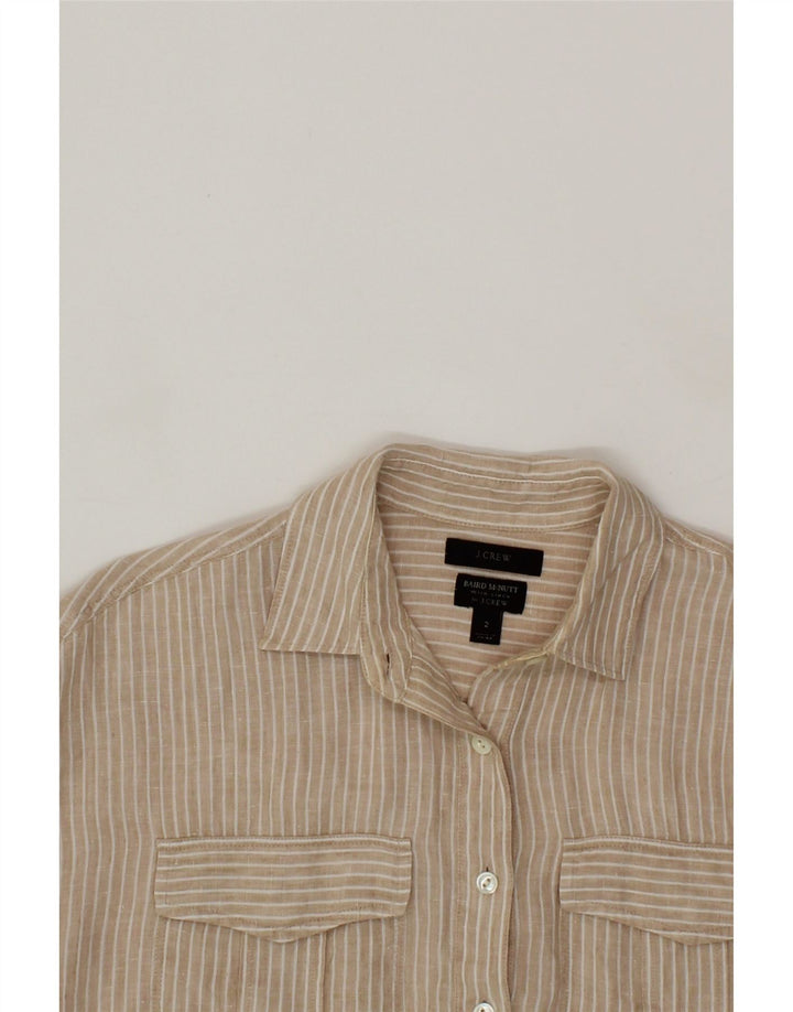 J. CREW Womens Short Sleeve Pullover Shirt US 2 XS Beige Striped Cotton Vintage J. Crew and Second-Hand J. Crew from Messina Hembry 