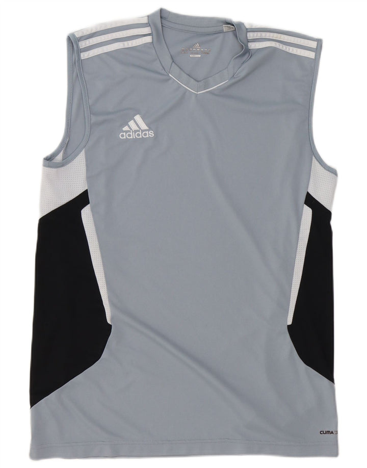 ADIDAS Herren Climacool Weste Top UK 40/42 Mittelblaues Colourblock-Polyester